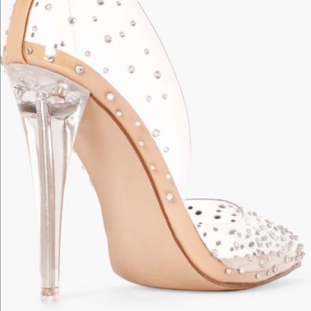 JustFab Clear Pumps